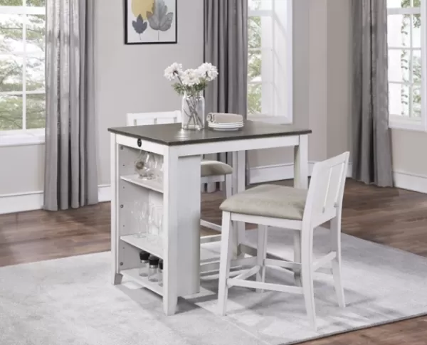 Dining Sets-Kirkland's Home Usb Counter Table And Stools, Set Of 3 Ivory