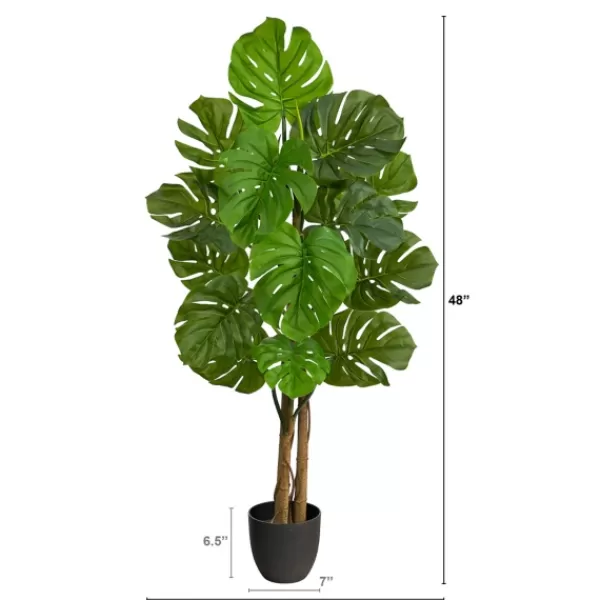 Trees & Topiaries-Kirkland's Home Uv-Resistant Monstera Plant In Nursery Planter Green