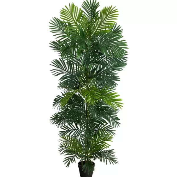 Trees & Topiaries-Kirkland's Home Uv-Safe Areca Palm Tree In Nursery Planter, 70 In.