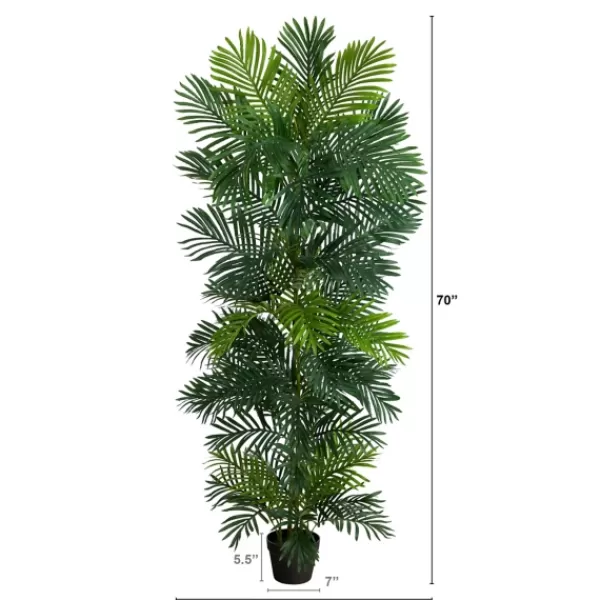 Trees & Topiaries-Kirkland's Home Uv-Safe Areca Palm Tree In Nursery Planter, 70 In.