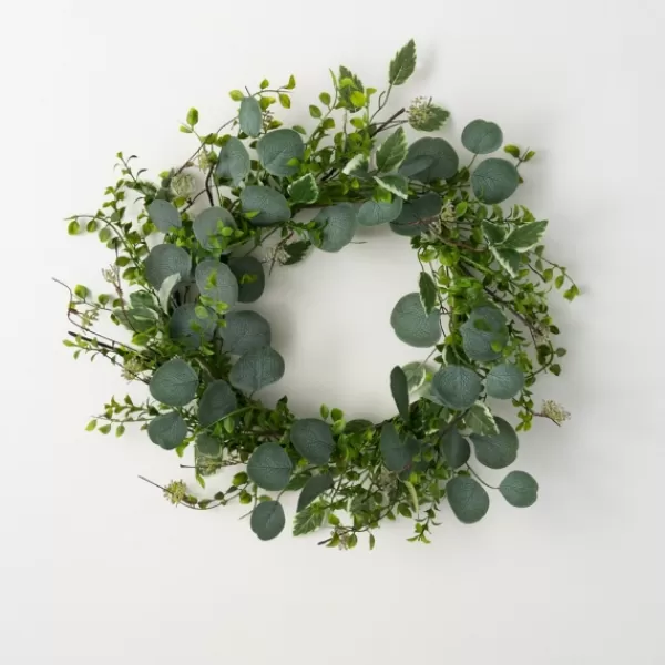 Wreaths-Kirkland's Home Variegated Mixed Leaf Wreath Green