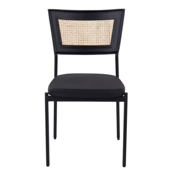 Dining Chairs-Kirkland's Home Vegan Leather And Rattan Dining Chairs, Set Of 2 Black/Tan