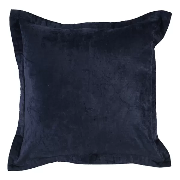 Pillows-Kirkland's Home Velvet Indigo Pillow, 22 In. Blue