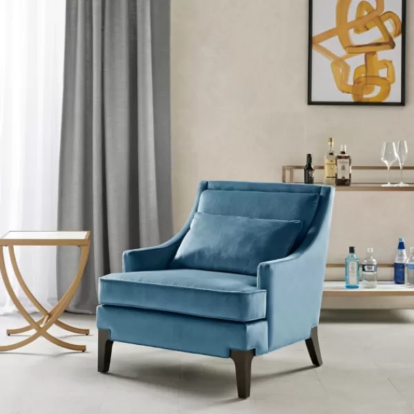 Accent Chairs-Kirkland's Home Velvet Martha Stewart Accent Chair Blue