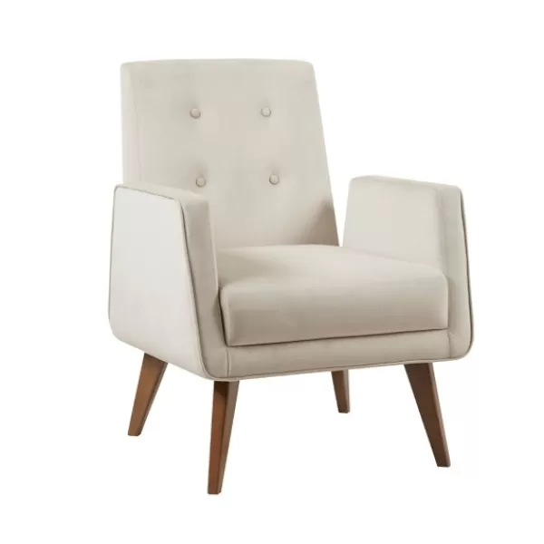 Accent Chairs-Kirkland's Home Velvet Tufted Midcentury Accent Chair Ivory