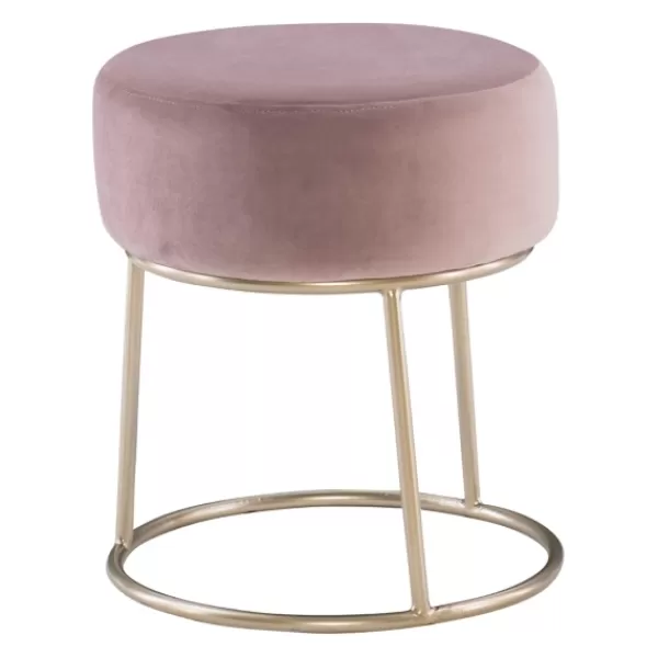 Benches & Ottomans-Kirkland's Home Velvet Upholstered Vanity Stool Pink