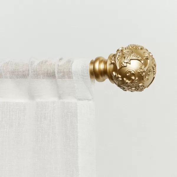 Curtain Rods & Hardware-Kirkland's Home Vine Motif Gold Curtain Rod & Finial Set, 72 In.