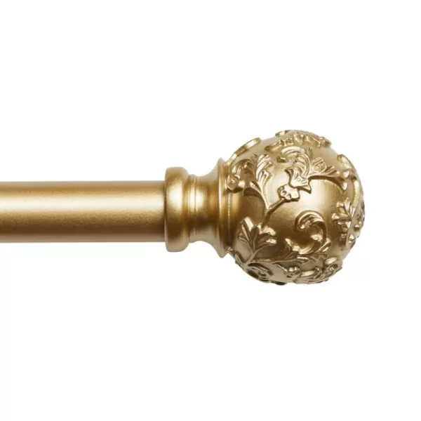 Curtain Rods & Hardware-Kirkland's Home Vine Motif Gold Curtain Rod & Finial Set, 72 In.