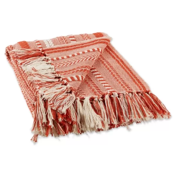 Blankets & Throws-Kirkland's Home Vintage Braided Fringe Throw Red
