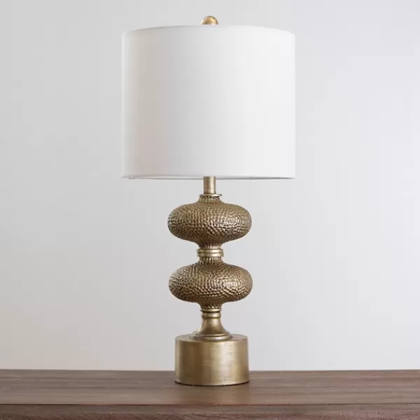 Table Lamps-Kirkland's Home Vintage Brass Textured Table Lamp White