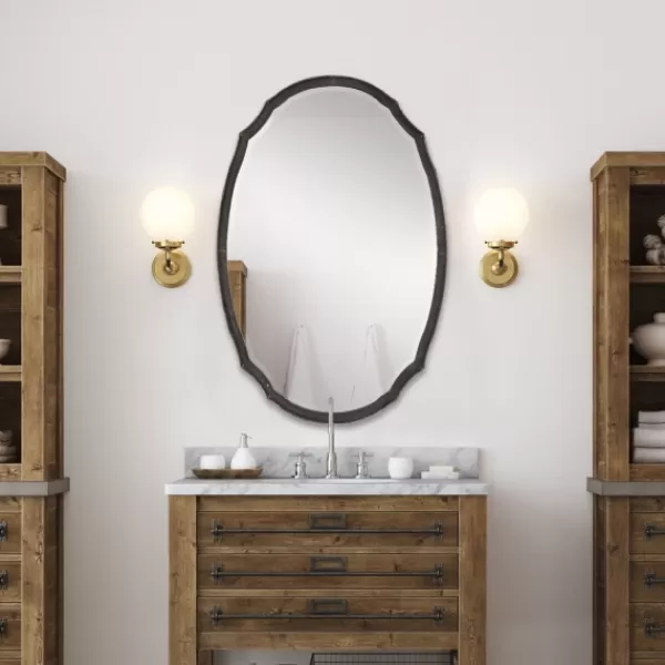 Decorative Mirrors-Kirkland's Home Vintage Charcoal Concaved Oval Mirror
