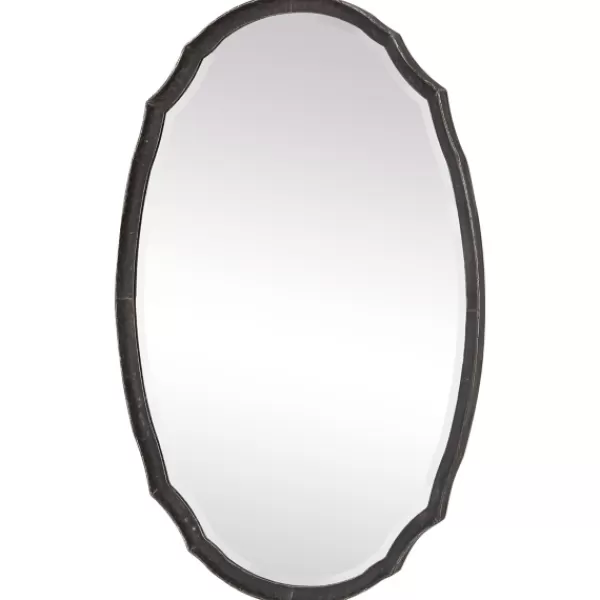 Decorative Mirrors-Kirkland's Home Vintage Charcoal Concaved Oval Mirror