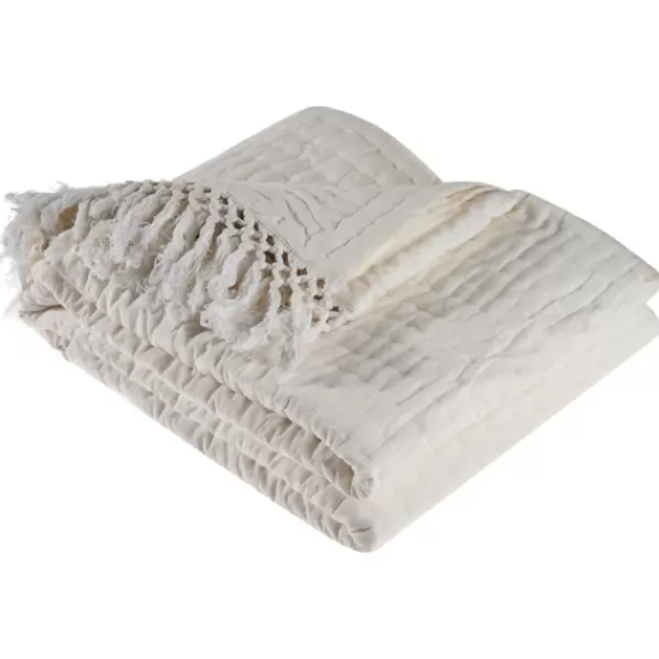 Blankets & Throws-Kirkland's Home Vintage Cotton Fringe Throw Ivory