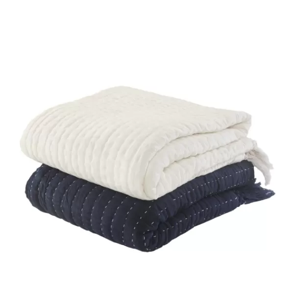 Blankets & Throws-Kirkland's Home Vintage Cotton Fringe Throw Ivory