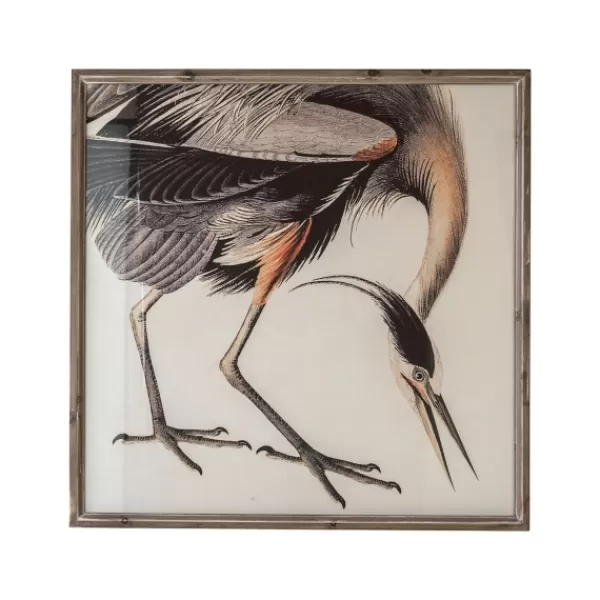 Framed Art-Kirkland's Home Vintage Crane Framed Canvas Art Print Ivory/Gray/Black
