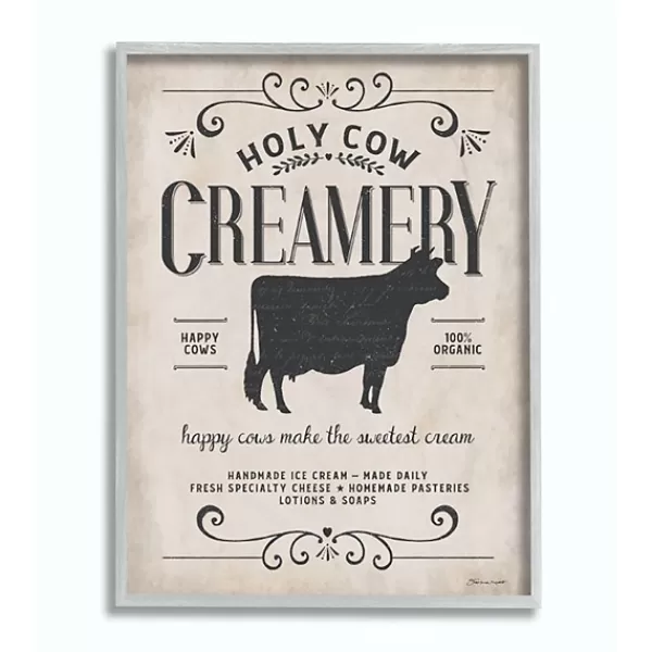 Wall Quotes & Signs-Kirkland's Home Vintage Creamery Cow Framed Wall Plaque Ivory