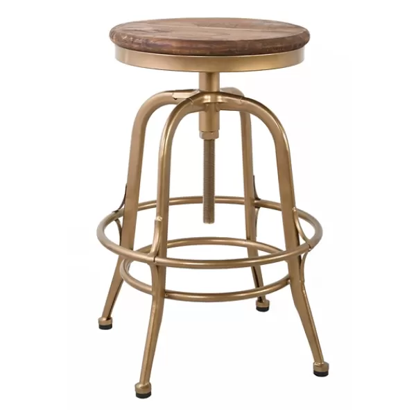 Bar Stools & Counter Height Stools-Kirkland's Home Vintage Gold Circled Arch Base Counter Stool Brown/Gold