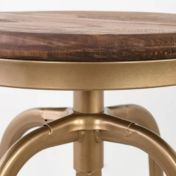 Bar Stools & Counter Height Stools-Kirkland's Home Vintage Gold Circled Arch Base Counter Stool Brown/Gold