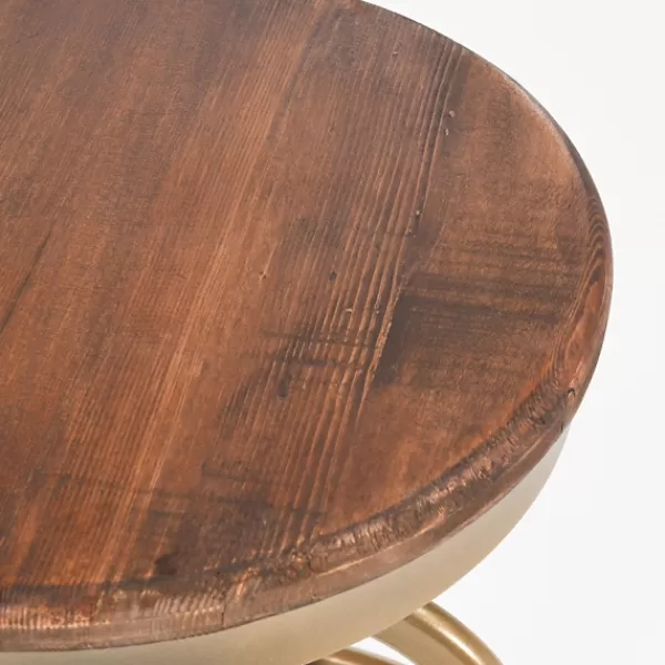 Bar Stools & Counter Height Stools-Kirkland's Home Vintage Gold Circled Arch Base Counter Stool Brown/Gold