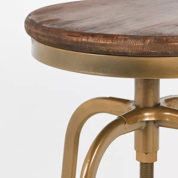 Bar Stools & Counter Height Stools-Kirkland's Home Vintage Gold Circled Arch Base Counter Stool Brown/Gold