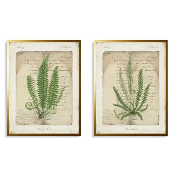 Framed Art-Kirkland's Home Vintage Green Ferns Framed Art Prints, Set Of 2 Tan/Green