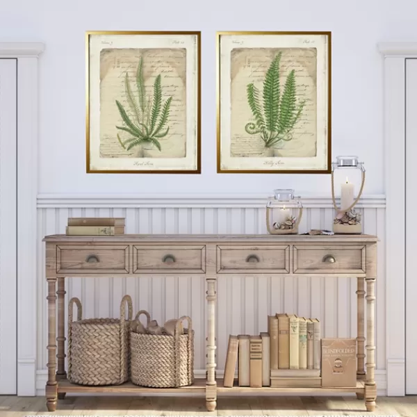 Framed Art-Kirkland's Home Vintage Green Ferns Framed Art Prints, Set Of 2 Tan/Green