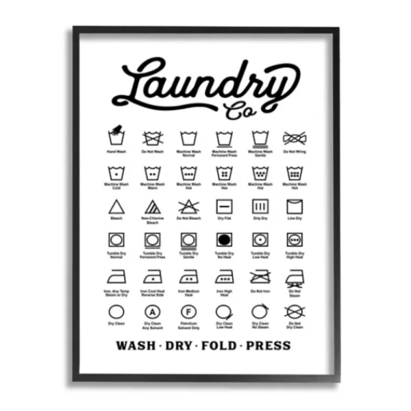 Wall Quotes & Signs-Kirkland's Home Vintage Laundry Chart Framed Wall Plaque Black/White