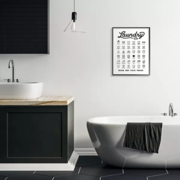 Wall Quotes & Signs-Kirkland's Home Vintage Laundry Chart Framed Wall Plaque Black/White