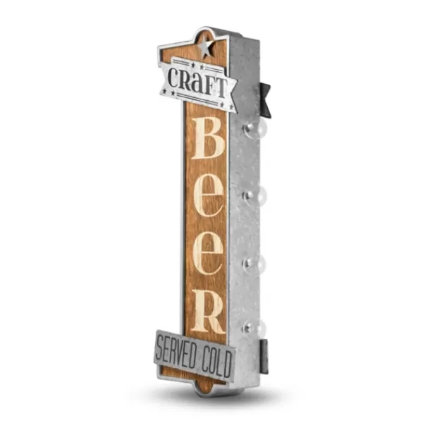 Wall Quotes & Signs-Kirkland's Home Vintage Led Metal Craft Beer Bar Marquee Plaque Brown/Silver