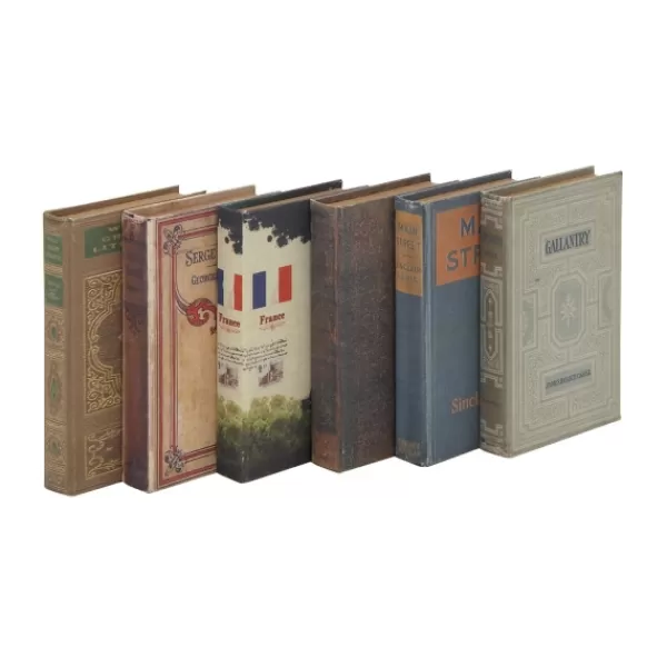Baskets & Boxes-Kirkland's Home Vintage Library Decorative 6-Pc. Book Box Set Gray/Blue/Red
