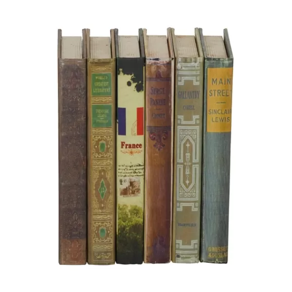 Baskets & Boxes-Kirkland's Home Vintage Library Decorative 6-Pc. Book Box Set Gray/Blue/Red