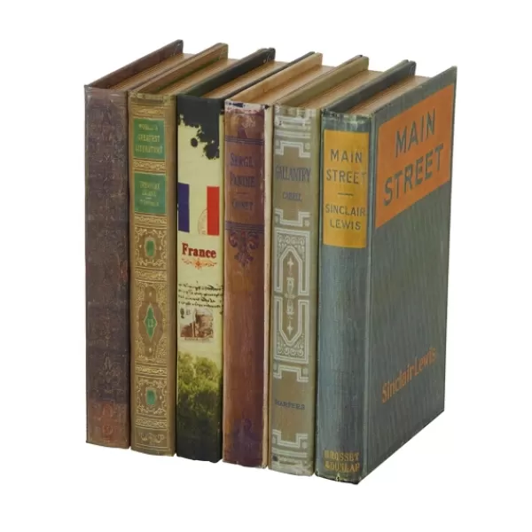 Baskets & Boxes-Kirkland's Home Vintage Library Decorative 6-Pc. Book Box Set Gray/Blue/Red