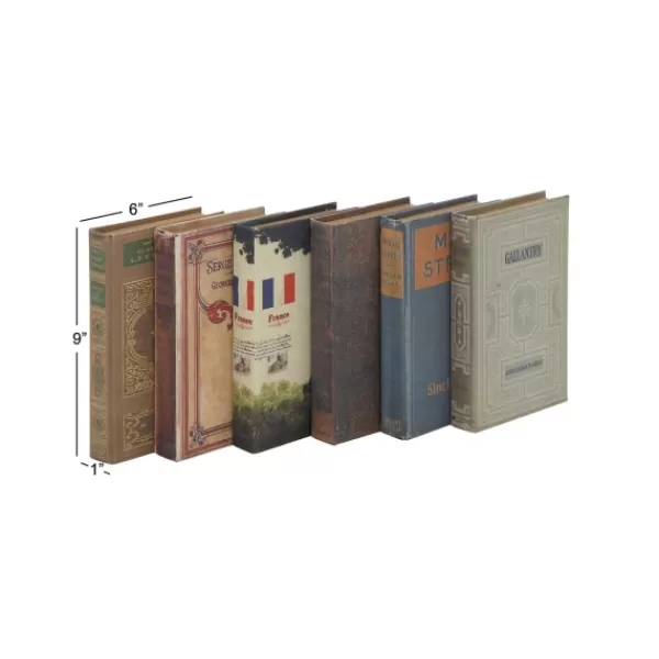 Baskets & Boxes-Kirkland's Home Vintage Library Decorative 6-Pc. Book Box Set Gray/Blue/Red