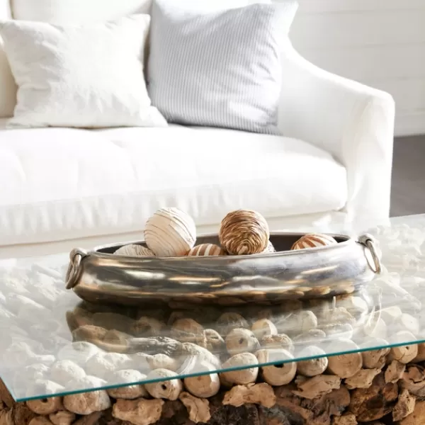 Decorative Trays-Kirkland's Home Vintage Metal Oblong Tray Silver
