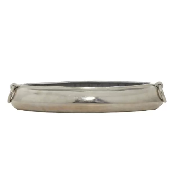 Decorative Trays-Kirkland's Home Vintage Metal Oblong Tray Silver