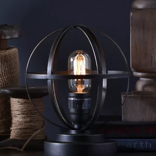 Table Lamps-Kirkland's Home Vintage Metal Sphere Lamp Black