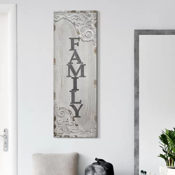 Wall Quotes & Signs-Kirkland's Home Vintage Painted Wood Family Sign Gray
