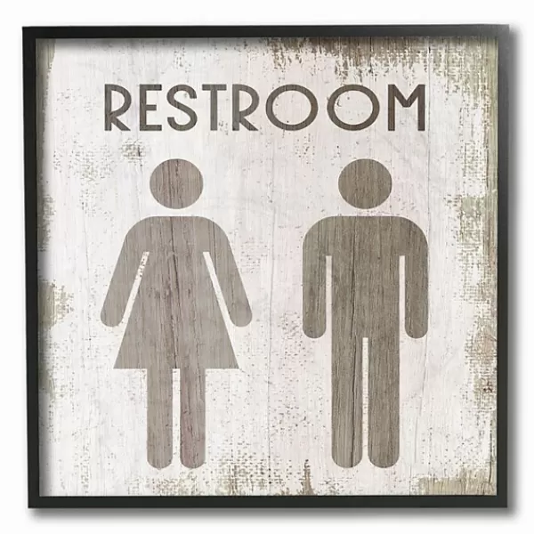 Wall Quotes & Signs-Kirkland's Home Vintage Restroom Sign Framed Wall Plaque Brown
