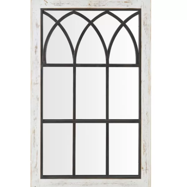 Decorative Mirrors-Kirkland's Home Vista Arched Windowpane Mirror, 24X37.5 In. Ivory