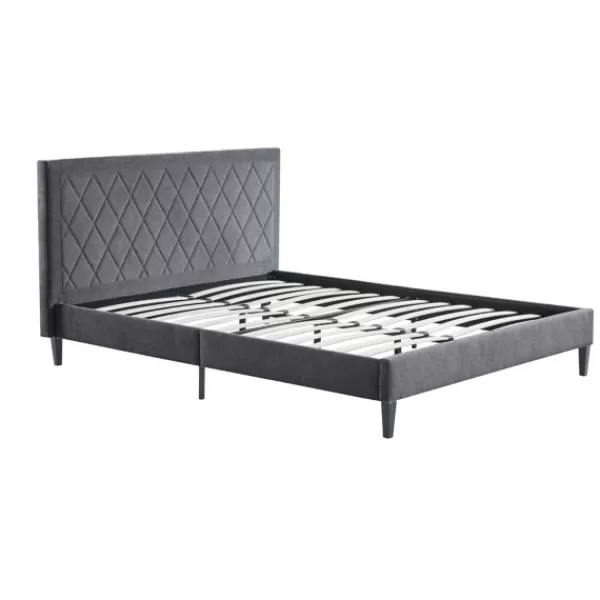 Beds & Headboards-Kirkland's Home Viv Charcoal Diamond Tufted Full Bed Frame Gray