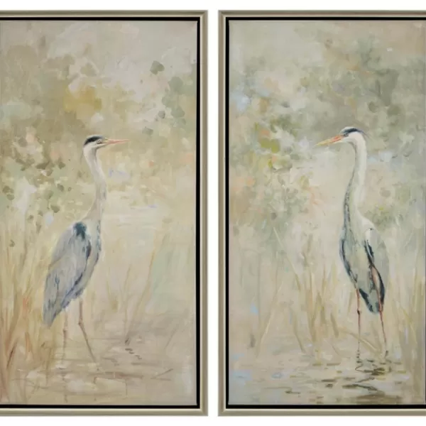 Framed Art-Kirkland's Home Wading Heron 2-Pc. Floater Framed Art Print Set Tan