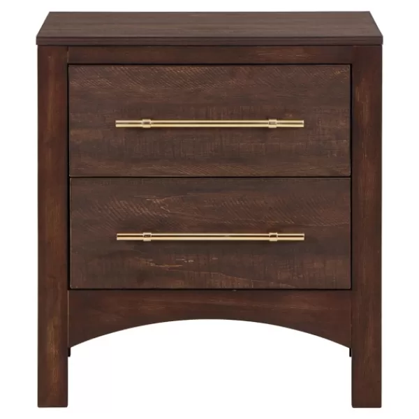 Nightstands-Kirkland's Home Walnut 2-Drawer Wood Nightstand Brown