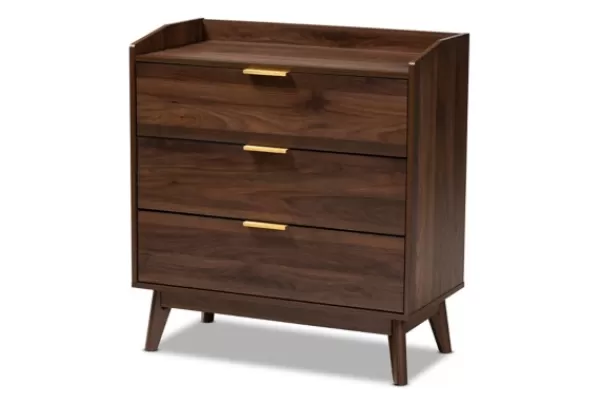 Dressers & Chests-Kirkland's Home Walnut 3-Drawer Wood Chest Brown