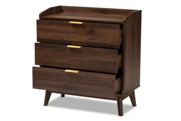 Dressers & Chests-Kirkland's Home Walnut 3-Drawer Wood Chest Brown