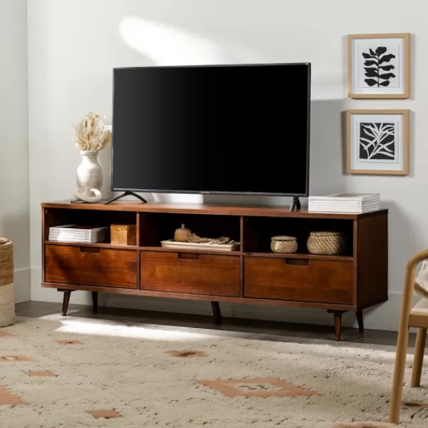 Tv Stands & Media Consoles-Kirkland's Home Walnut 3-Drawer Wood Tv Stand Brown