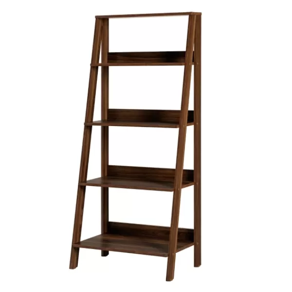 Bookshelves-Kirkland's Home Walnut 4-Tier Ladder Bookshelf Brown