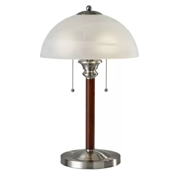 Desk Lamps & Task Lighting-Kirkland's Home Walnut Alabaster Frosted Glass Table Lamp White