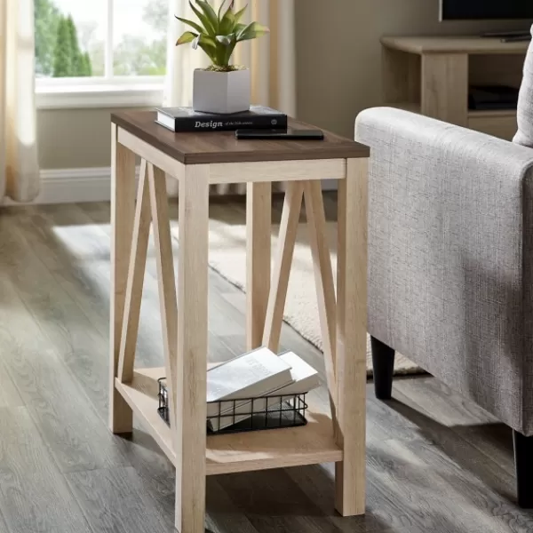 Accent & End Tables-Kirkland's Home Walnut And White Oak Narrow Frame Accent Table Brown