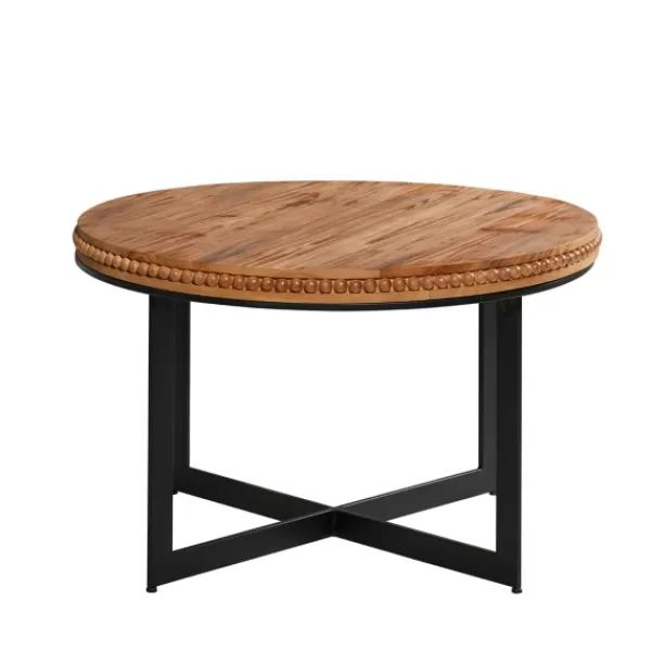 Coffee Tables-Kirkland's Home Walnut Beaded Industrial Coffee Table