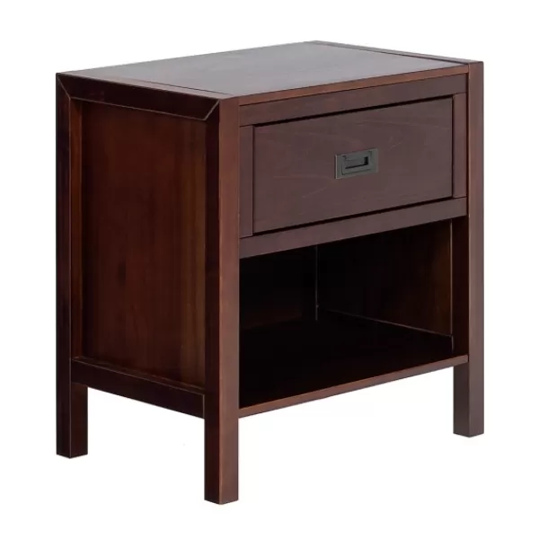 Nightstands-Kirkland's Home Walnut Classic 1-Drawer Nightstand Brown